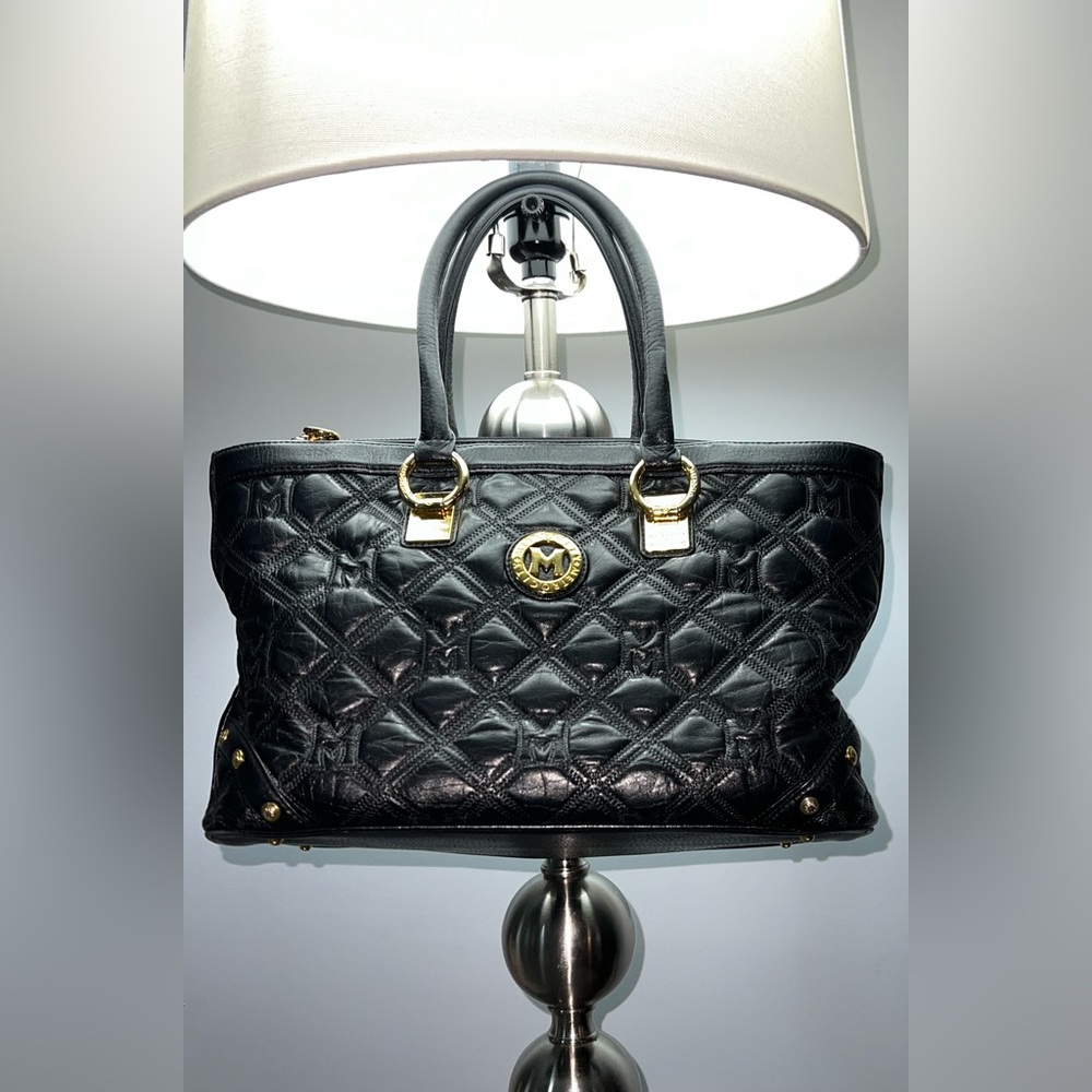 Metro City Handbag Black Leather Tote Bag Pouch Vintage Shoulder Purse Gift